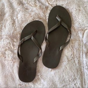Faux Leather Flip Flops